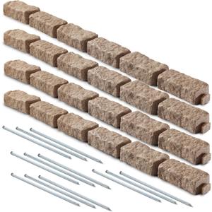 Beuta Landscape Edging | Garden Edging Border | Faux Stone Bricks for Lawn edging, Flower beds, Pathways & Yard Edging 4 Packs | Each Section Has 6 Bricks 48"L x 4"W x 2.25"H | 12 Spikes |Sandstone
