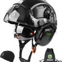 GREEN DEVIL Hard Hat Safety Helmet with Visor and Ear Muffs Men Women Vented Work Hardhat ANSI Z89.1 Cascos De Construccion for Industrial Construction Forestry, One Size Fits Most