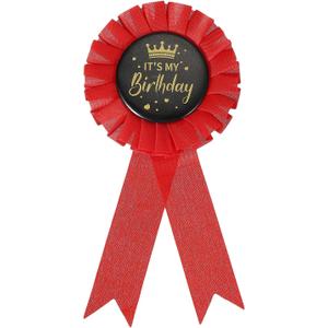 PATIKIL Birthday Ribbon, It's My Birthday Pin Fabric Tinplate Badge Brooch for Party Decoration Celebration Accessory (Black/Dark Red)