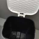 Superio Small Outdoor Trash Can with Lid for Dog Poop 6.8 Gallon/26 L Plastic Step On Garbage Can with Foot Pedal for Bathroom, Bedroom, Office, Patio, Wicker White