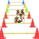 Dog Agility Training Hurdle Cone Set, Adjustable Dog Agility Equipment Obstacle Course Backyard Equipment for Pet Exercise 6 Set