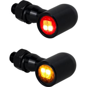 QUASCO Rear Motorcycle LED Turn Signals Universal Mini Size Brake Tail Light Blinkers Compatible with Harley Honda Kawasaki Suzuki Triumph Yamaha (black with amber/red light)