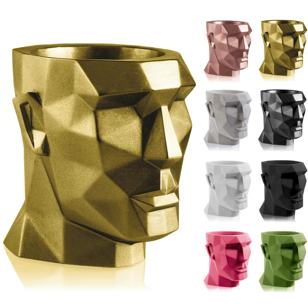 2 x CONCRETTE Apollo Head Planter, Unique Novelty Flower Pot, Sculpture, Home or Garden Decor, Indoor/Outdoor (Classic Gold)