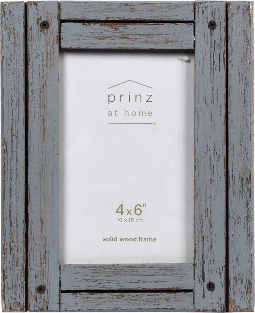 PRINZ Homestead 4-Inch by 6-Inch Rustic Wood Frame in Distressed Finish, Gray