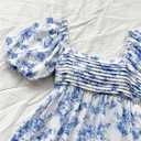 Floerns Women's Floral Dress Puff Sleeve Dress Square Neck Summer Vacation Picnic Mini Dresses (Blue, Medium)