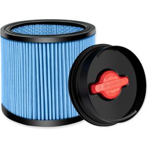 Shop-Vac 90350/90304/90344 Cartridge Filter with Upgraded Universal Retainer, Fits Most 4-16 Gallon Shop-Vac Wet/Dry Vacuums, High Efficiency Nanofiber Filtration Paper, Reusable, 1 Pack