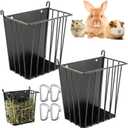 LUAVIARU Upgrades 2pcs Hay Feeder Rabbit - Guinea Pig - Metal Frame Hay Rack with Adjustable Hook - Less Wasted - for Guinea Pig, Bunny, Chinchilla Cage Accessories - Bunny Feeder