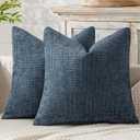 MIULEE Pack of 2 Couch Throw Pillow Covers 18x18 Inch Coastal Navy Blue Modern Boho Accent Decorative Pillow Covers Soft Chenille Farmhouse Cushion Covers for Home Decor Bed Sofa Living Room, Navy Blue
