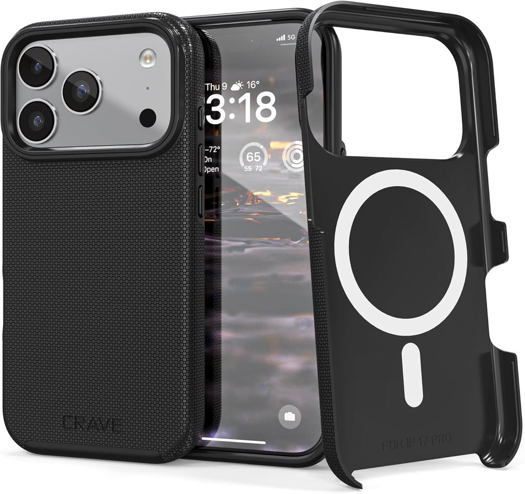 Crave Compatible with iPhone 17 Pro Case, [Compatible with MagSafe] Shockproof Protection Dual Layer Case for Apple iPhone 17 Pro (6.3 inch) - Black