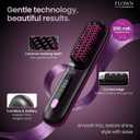 FLOWN Original Go Brush PRO [Five Minutes Hair Styling Routine] - No Damage Heat Brush with USB-C Charger - Electric Travel Pocket Brush for All Hair Types - Black (Formerly Numoya)