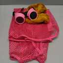 Hotop 3 Pcs Halloween Puppy Dog Costume Set Dog Ear Headband Pink Steampunk Goggles Vest Puppy Themed Cosplay Accessories for Women Adult