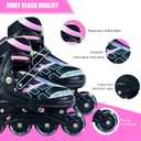 Adjustable Inline Skates for Kids and Teens Ages 4-16, All 8 Wheels of Inline Roller Skates Light Up, Safe and Fun Illuminating for Outdoor Indoor Sports (Black-Pink, Size 7)