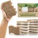 Biodegradable Natural Kitchen Sponge - Compostable Cellulose and Coconut Walnut Scrubber Sponge (12 Pack)