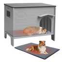 Large Dog House Outdoor with Dog Mat Weatherpoof Plastic Dogs Houses Indoor Waterproof Stray/Pet Dog Shelter Outside for Large and Medium, 25.6"D x 38.2"W x 32.3"H