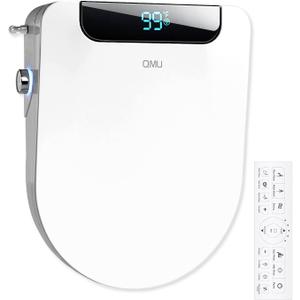 Electric Bidet Toilet Seat Round - Smart Heated Toilet Seat with Remote Control, Instant Warm Water, Self-Cleaning Nozzle, Warm Air Dryer, Feminine Wash, Soft Close, LED Display