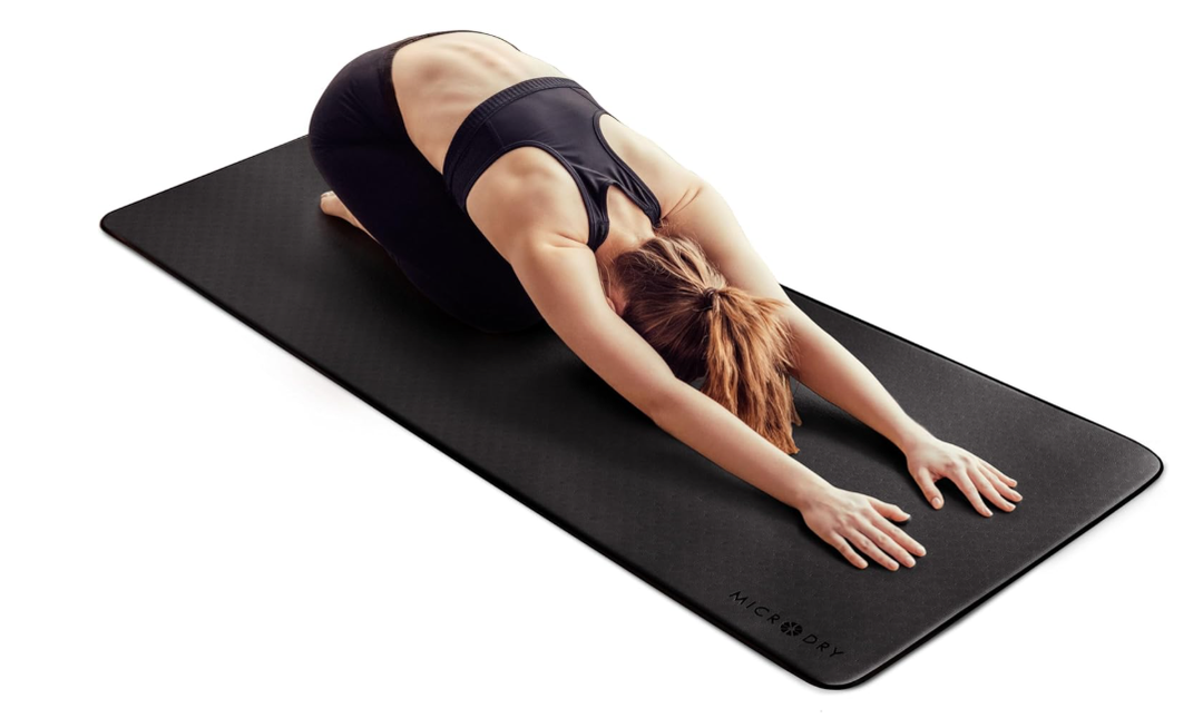 Deluxe Fitness Exercise Yoga Mat for Home & Gym, Extra Thick for High Impact Training, Multi Layered Skid Resistant Surface, Odor Neutralizing with Carrying Strap