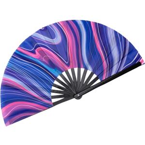 Large Folding Hand Rave Fan Popping Fan for Line Dancing Clacking Fans for Dance,Party,Decoration,Festival (Purple Basses)