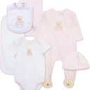 Little Me Baby Layette Gift Set - Clothes, Outfits, Essentials for Girls & Boys, Newborns, 36 Months (Pink Bear)