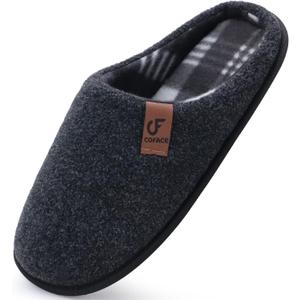 COFACE Unisex Mens Womens Cozy Memory Foam Scuff Slippers Casual Slip On Warm House Shoes Indoor/Outdoor Felt Sandal Slippers With Arch Support Rubber Sole Size 4-15