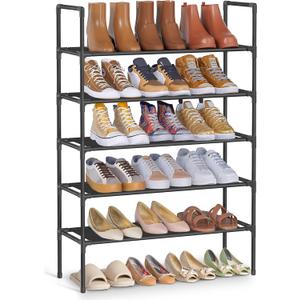 SONGMICS 5-Tier Shoe Rack, Shoe Storage for Hallway Closet, Slim and Space-Saving, Metal Frame, Non-Woven Fabric Shelves, Black ULSH045BH02