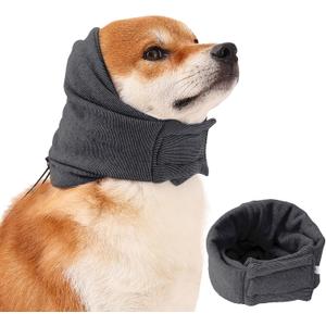 Dog Ear Muffs & Wrap - Noise Protection, Anxiety Relief & Winter Ear Covers for Bath & Thunderstorms (L-Head Circle(15.7"~22.1"), Dark Grey)