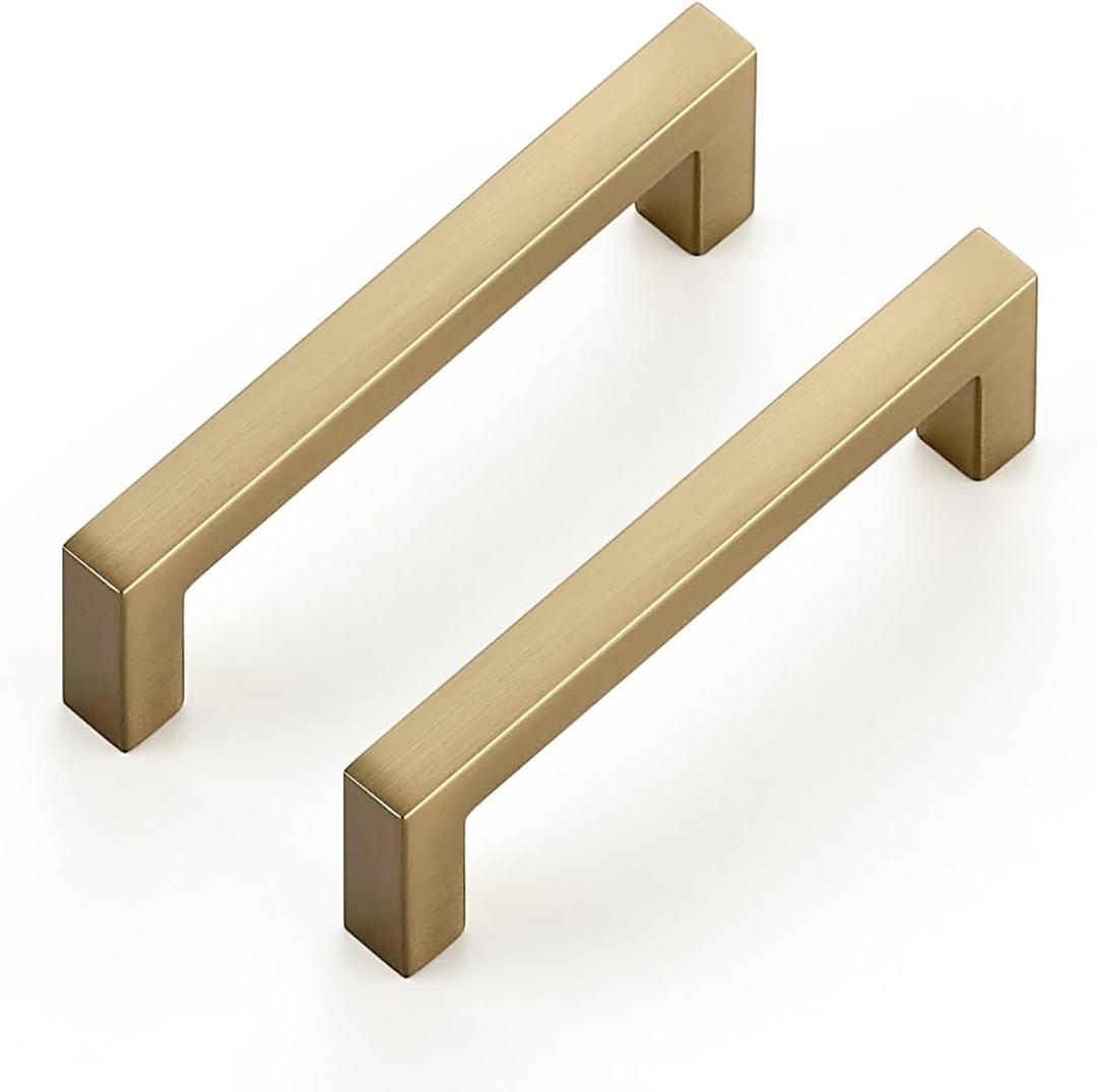 Ravinte Cabinet Handles Solid Slim Champagne Bronze 10 Pack 3 Inch Hole Center Square Bar Drawer Handles Kitchen Cabinet Pulls Drawer Kitchen Cabinet Hardware