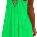 ReachMe Womens Sexy Plus Size Swimsuit Coverups Spaghetti Strap Beach Dresses Bathing Suit Cover Up Sheer Tank Sundress (Green, S)