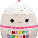 Squishmallows Original 14-Inch Lyla Vanilla Birthday Cake with Rainbow Sprinkles Embroidery - Official Jazwares Large Plush