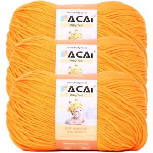 Soft Baby Yarn for Knitting100% Acrylic, 50 oz 110 Yards per Ball, Perfect for Baby Soft Knitting Projects (3, Amber)