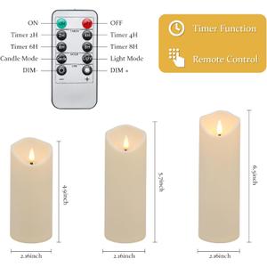 Enido Flickering Flameless LED Candles with Remote Timer Battery Operated Candles with 3D Flame Outdoor Heat Resistant for Exquisite Decor