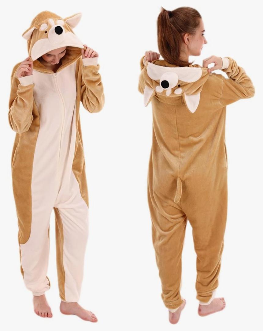 COSUSKET Snug Fit Unisex Adult Onesie Pajamas, Flannel Cosplay Animal One Piece Halloween Costume Sleepwear Homewear, XL