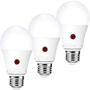 5 x Emotionlite Dusk to Dawn Sensor Light Bulbs Outdoor,Neutral White LED Bulbs, 60 Watt Equivalent, Automatic On/Off, Porch, Patio,Garage, Hallway, Basement, A19 Size, 9W, E26 Medium Base (3 Pack)