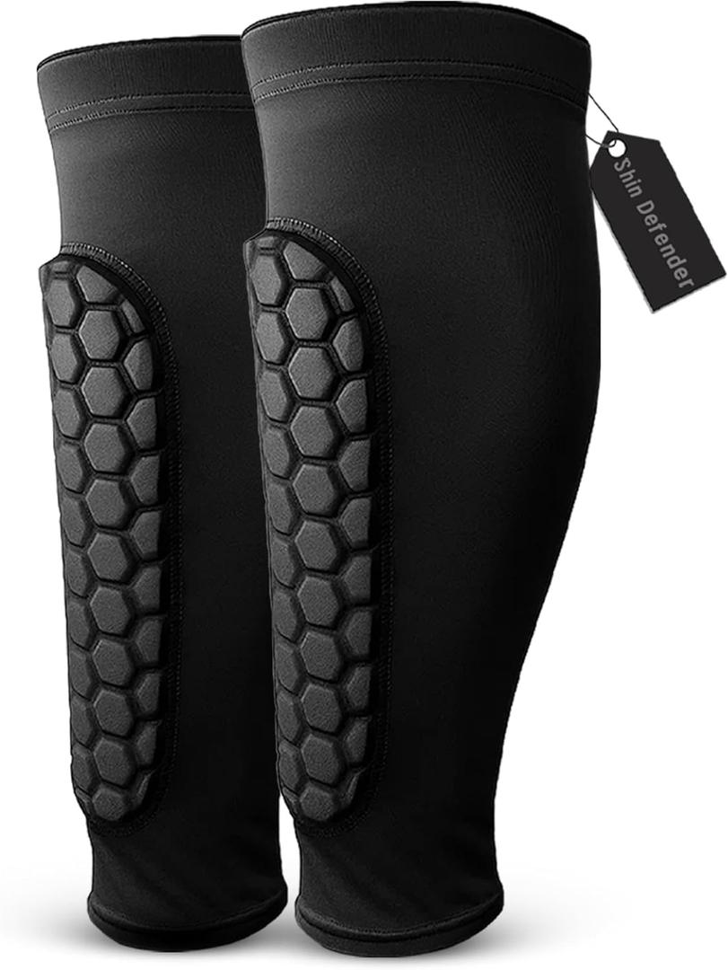 Shin Defender Shin Guards Kids - Shin Defender Soccer Shin Guards Socks for Kids Youth Adult (Black,S (Age 6-10))