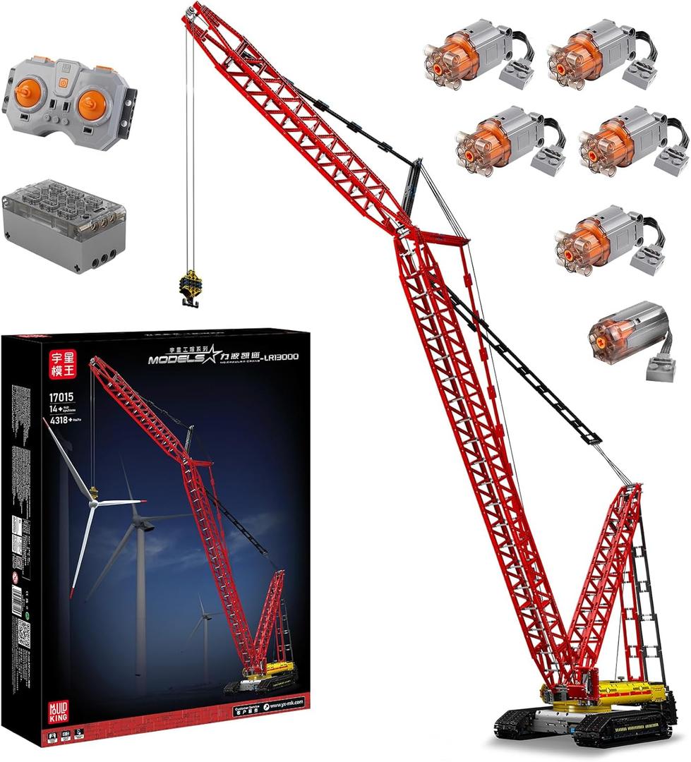 Mould King Crawler Crane LR13000 Building Block Kits, Technical Construction Vehicles Cranes Model with Motor/APP Remote Control, Gift for Age 14+/Adult Collections Enthusiasts (4318+ Pieces)