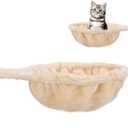 Beige Cat Hammock, Extra Large (12.4"), Cozy Hammock with Deep Basket, Attachment Design for Cat Tower