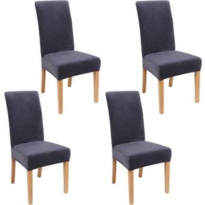 Smiry Velvet Stretch Dining Room Chair Covers Set of 4, Soft Removable Washable Chair Slipcovers Kitchen Parsons Chair Protector, Dark Grey
