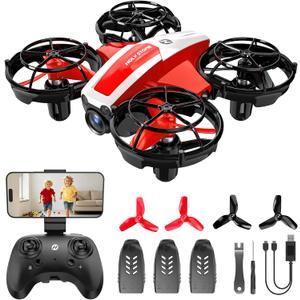 Holy Stone Mini FPV Drone with 1080P HD Camera for Kids & Beginners, RC Nano Quadcopter with Optical Flow Hover, Gesture Control, 3D Flips, 3 Batteries, Great Gift Toy for Boys and Girls, HS210Pro Red
