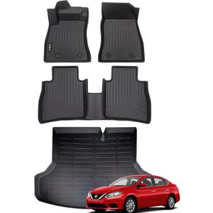 Car Floor Mats & Cargo Trunk Liners Custom Fit for Nissan Sentra 2014-2019 All Weather Floor Mats for Sentra Durable Floor Liners Accessories Black 2014-2019