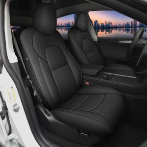 Seat Covers Leather Custom Fit for Tesla Model 3 2017-2023 2 Rows 5 Seats Waterproof Easy to Clean Material Custom Fit for Model 3 Vehical Car Seat Cushions(Black)