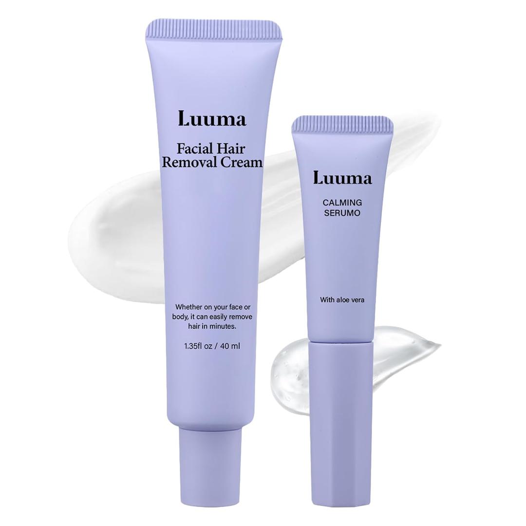 Luuma Facial Hair Removal Cream for Women, Painless & Flawless Face Hair Remover, Long-Lasting Depilatory Cream for All Skin Types (1)