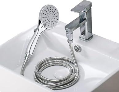 Sink Hose Attachment for Faucet High Pressure, Metal Detachable Tub Faucet Sprayer Attachment for Bathroom Rinsing, Hair Washing, Pet Grooming, RV Showering and Garden Cleaning (Silver)