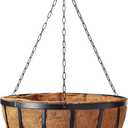 Arcadia Garden Products Round Planter, 16-Inch 1592 Solstice Series Coconut Hanging Basket, Black