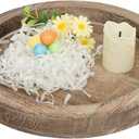 Round Wooden Serving Tray for Decor, 11"" Kitchen Table Centerpieces Decor Decorative Tray, Farmhouse Dining Table Centerpiece Tray, Kitchen&Home Decor Accessories for Table, Washed Coffee