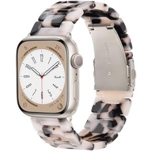 V-MORO Resin Bands Compatible with Apple Watch Series 11/10 Band 40/41mm Lightweight Fashion Strap Bracelet with Starlight Buckle for iwatch Series SE/9/8/7/6/5/4/3/2/1(Tortoise Stone,38/40/41/42mm)