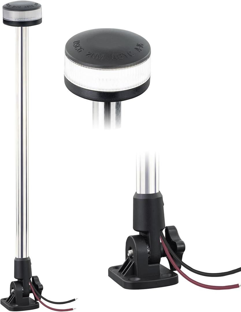 Stern Lights,Navigation Lights,Led All Around Anchor Light,Folding Base,USCG Certified 2NM, For Boat,Yacht,Pontoon,Fishing Boat 24 Inches