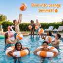 8Pcs Inflatable Pool Float Set Includes 2Pcs 22.8" Swim Ring & 6Pcs 16" Beach Ball Bulk PVC Summer Water Toys for Swimming Pool Beach Hawaiian Tropical Party Favors Decorations Supplies
