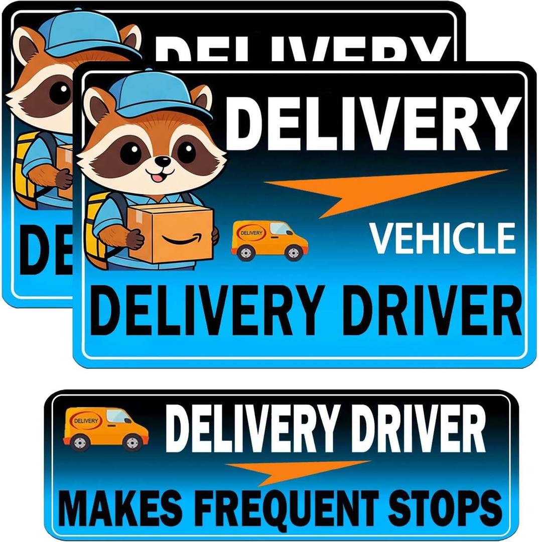 Flex Delivery Driver Car Magnet, 3PCS Frequent Stops Removable Set, Delivery Vehicle Magnet Car Door and Bumper Sign, High Reflective Waterproof Weather-Resistant