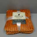 PAVILIA Super Soft Fleece Throw Blanket Orange, Luxury Fuzzy Plush Flannel Throw, Warm Cozy Ribbed Microfiber Blanket for Sofa Couch Bed, Lightweight Striped Blanket, Orange, 50x60