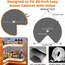 2 Pack 26In Lazy Susan Shelf Liner, Upgraded Composite Materials Circle Lazy Susan Liner for Kitchen Cabinets, Non Adhesive Liners Mats for Shelf Drawer Refrigerator Cupboard, Gray