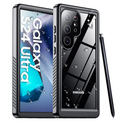 Temdan Designed for Samsung Galaxy S24 Ultra Case,Waterproof Built-in Lens & Screen Protector [Full Body Shockproof][Military Drop Proof][IP68 Underwater] Phone Case for S24 Ultra 5G-Black (2024)